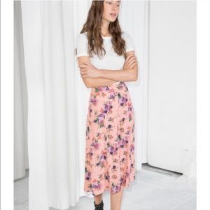 & other stories pink floral midi skirt